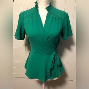 Elegant Green Wrap Top